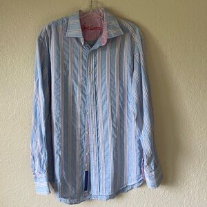 Robert Graham Multicolor Striped Shirt Flip Cuff Casual Button Up